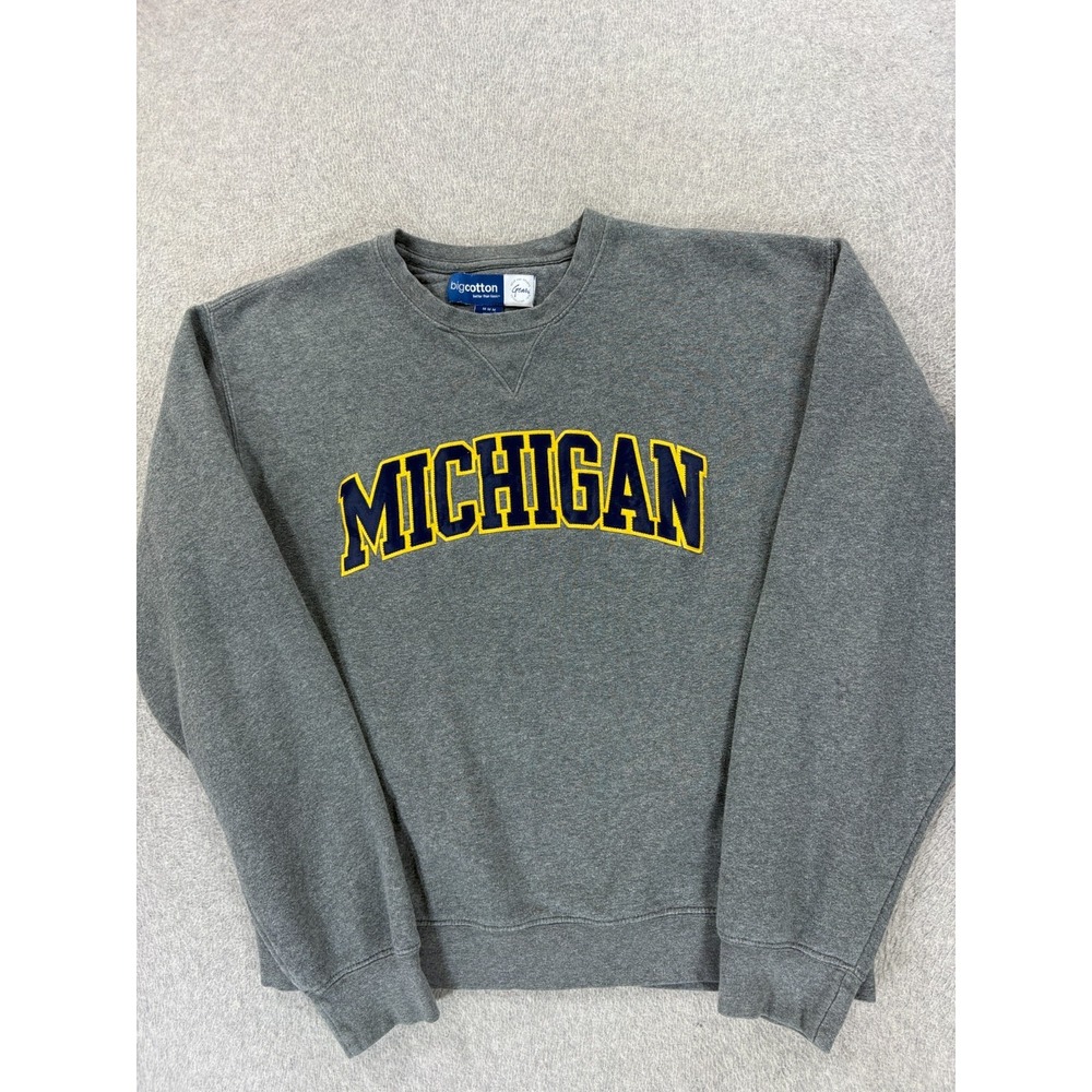 Michigan Wolverines Stitched Logo Campus Crew Sweatshirt (Men's Medium) Gray